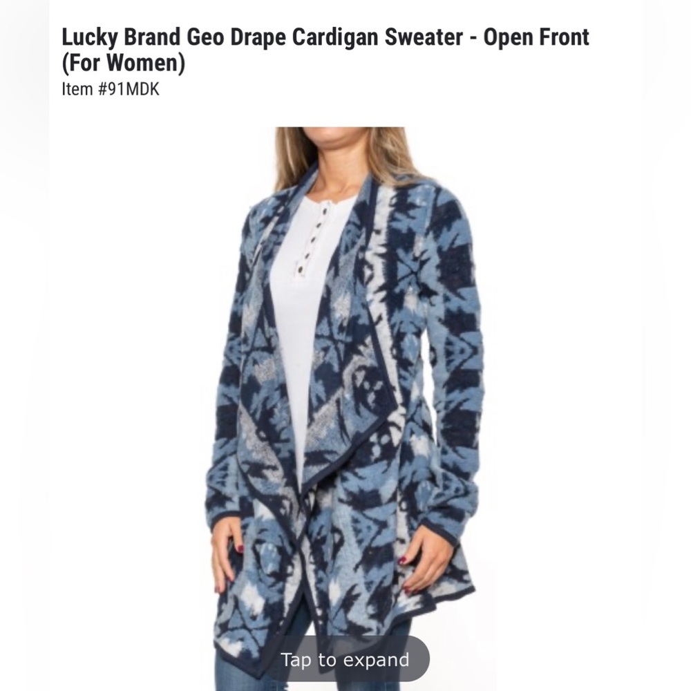 NWT!🤩 Lucky Brand! Geo drape/western cardigan sweater/open front/women’s size-S
